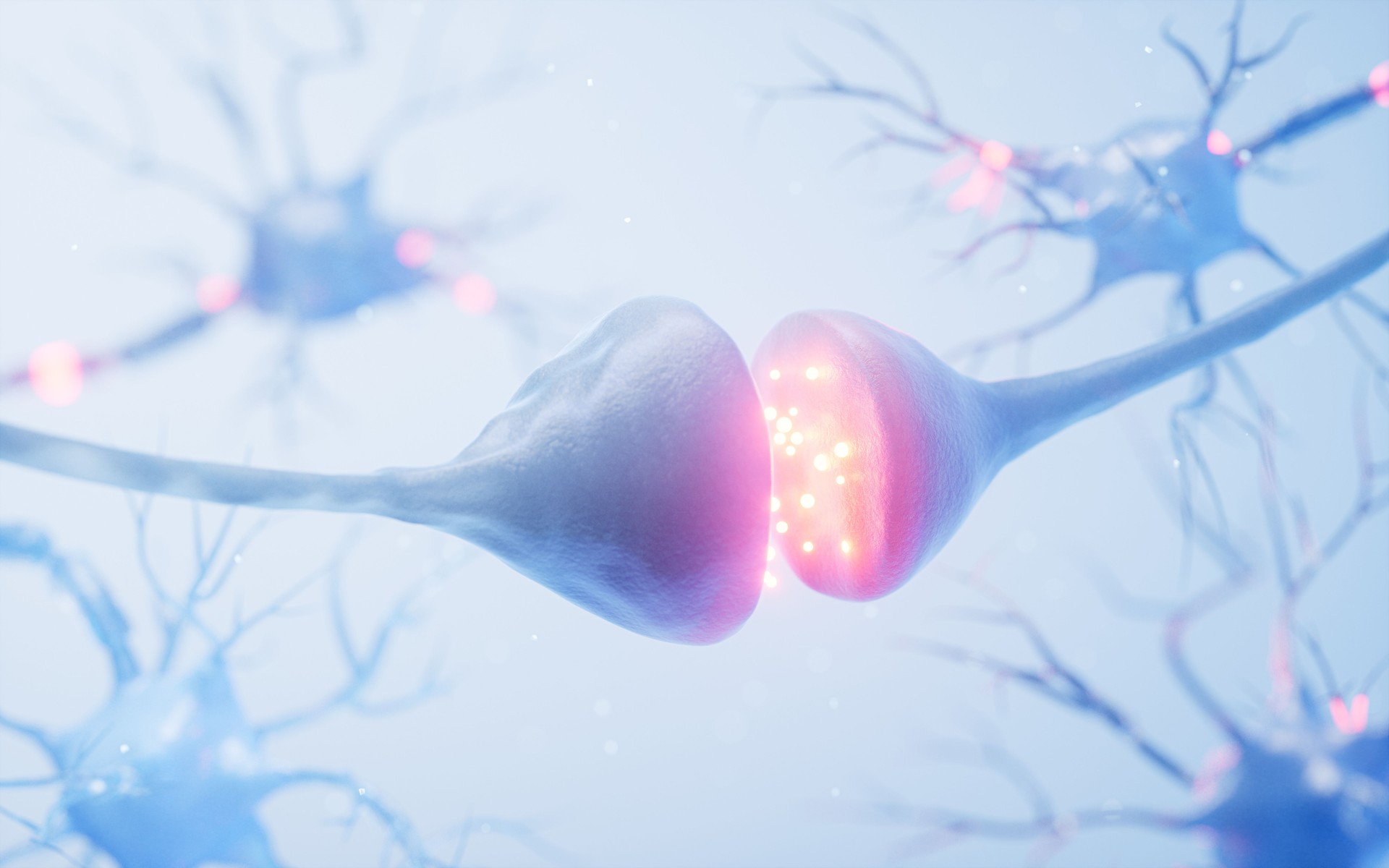 Biology nerve cell with biomedicine concept, 3d rendering.